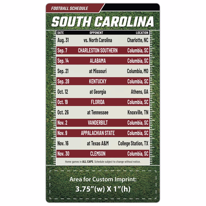 Magnet Football Sport Schedules - 4x7 Round Corners - SC