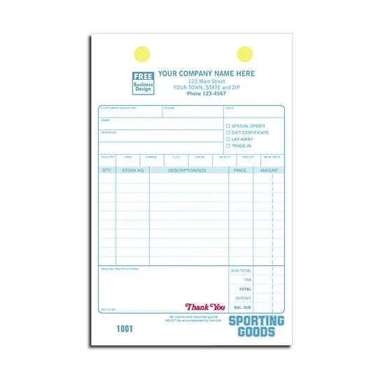 Sporting Goods Register Forms 1