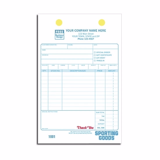 Sporting Goods Register Forms