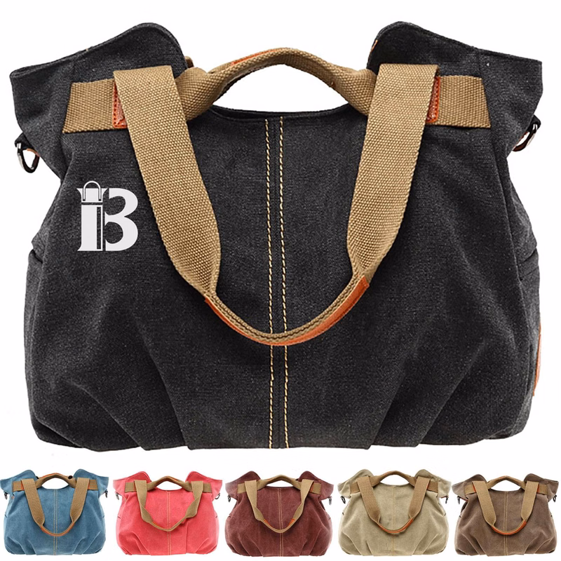 Vintage Shell-Shaped Canvas Shoulder & Tote Bag