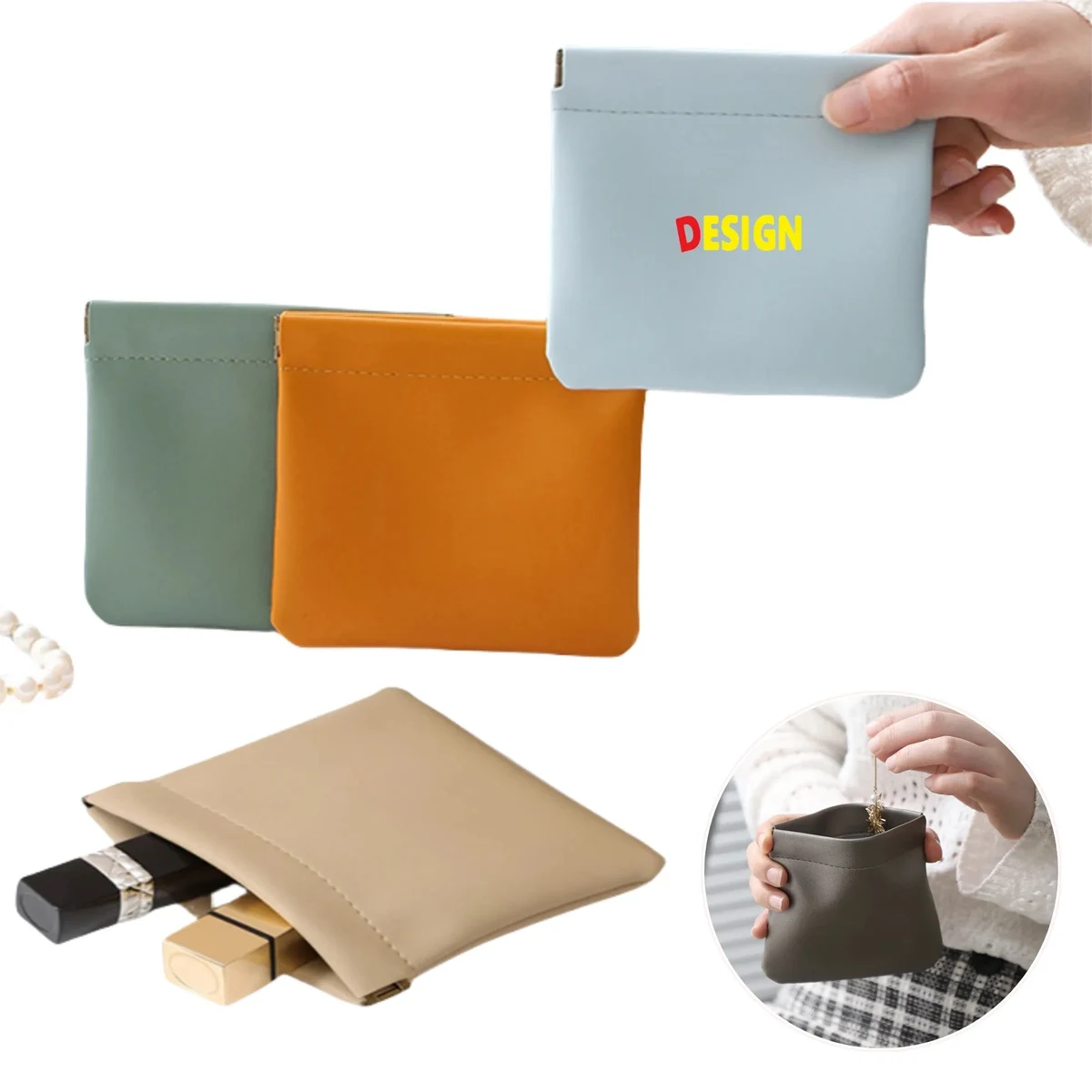 Leather Squeeze Coin Purse Pouch 1
