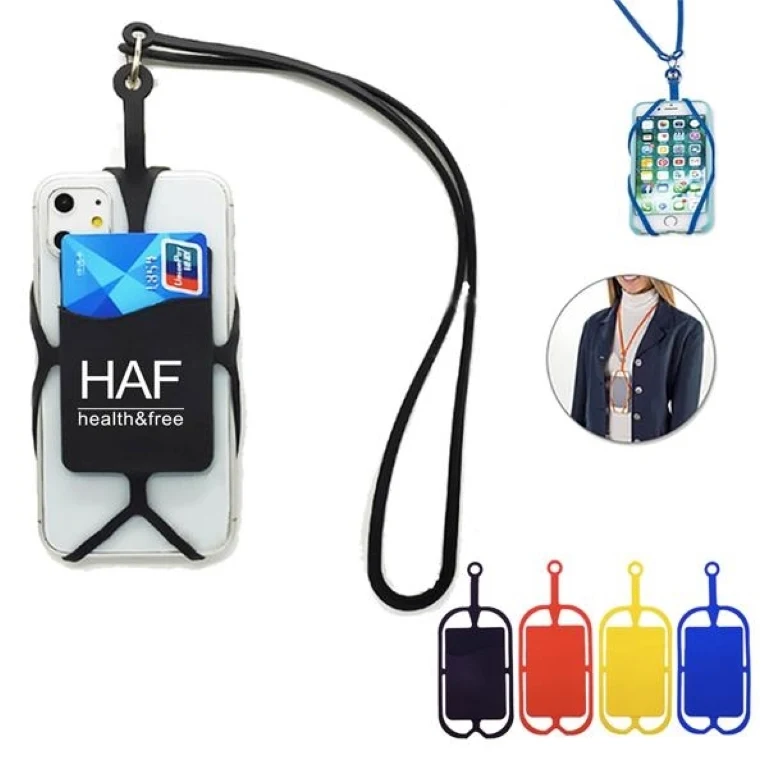 Mobile phone silicone lanyard card holder 1