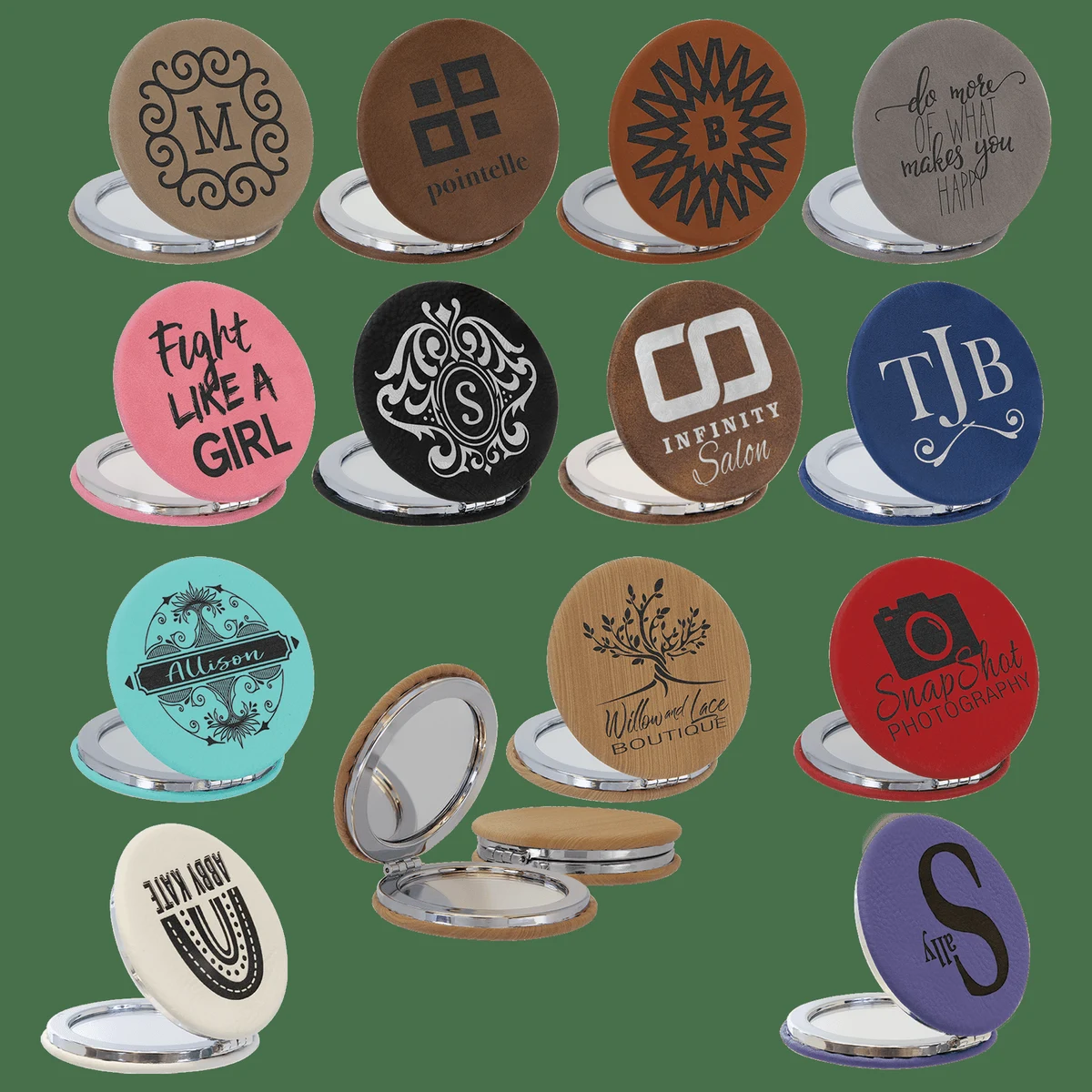 Laser able Leatherette Compact Mirror 1