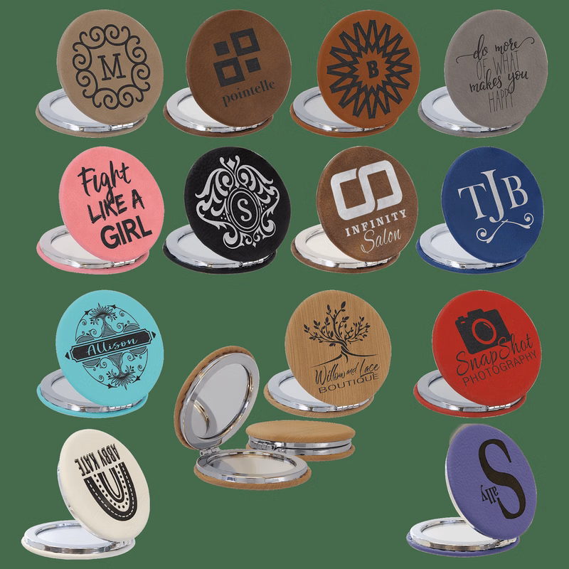 Laser able Leatherette Compact Mirror