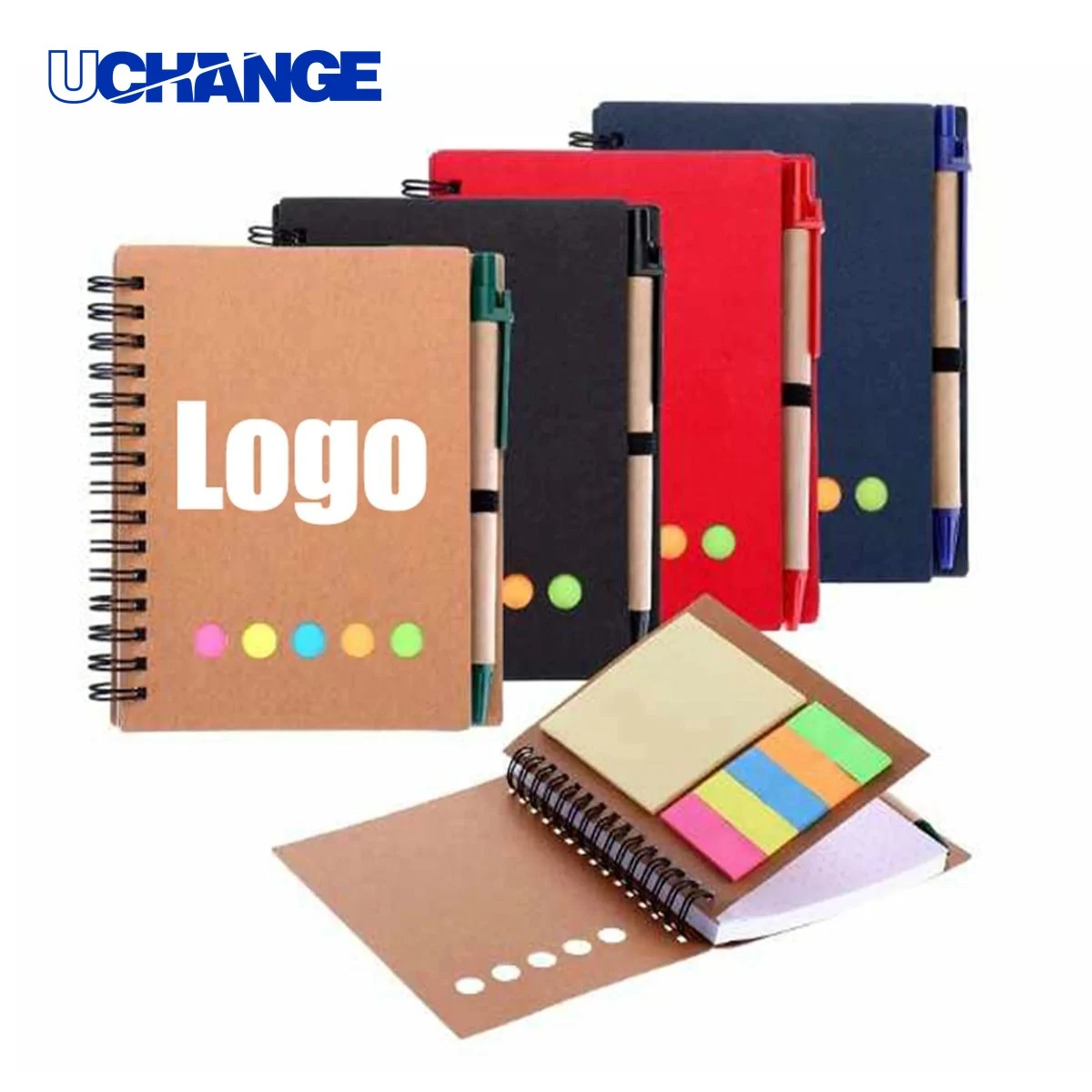 Spiral Sticky Notes Notebook Journal with Pen 1