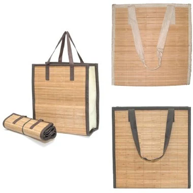 Bamboo Grocery Tote Bag - 14" x 16" x 7" 1