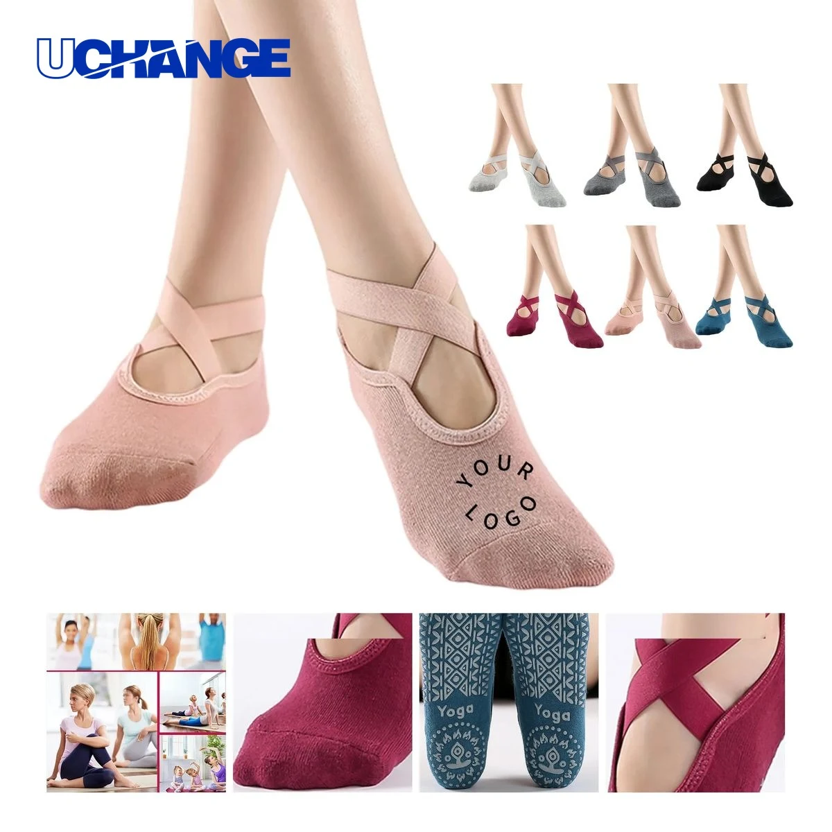 Terry Yoga Socks with Cross-Strap Design for Training 1