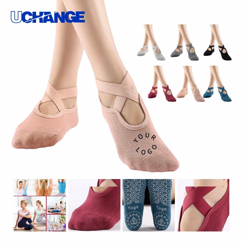 Terry Yoga Socks with Cross-Strap Design for Training