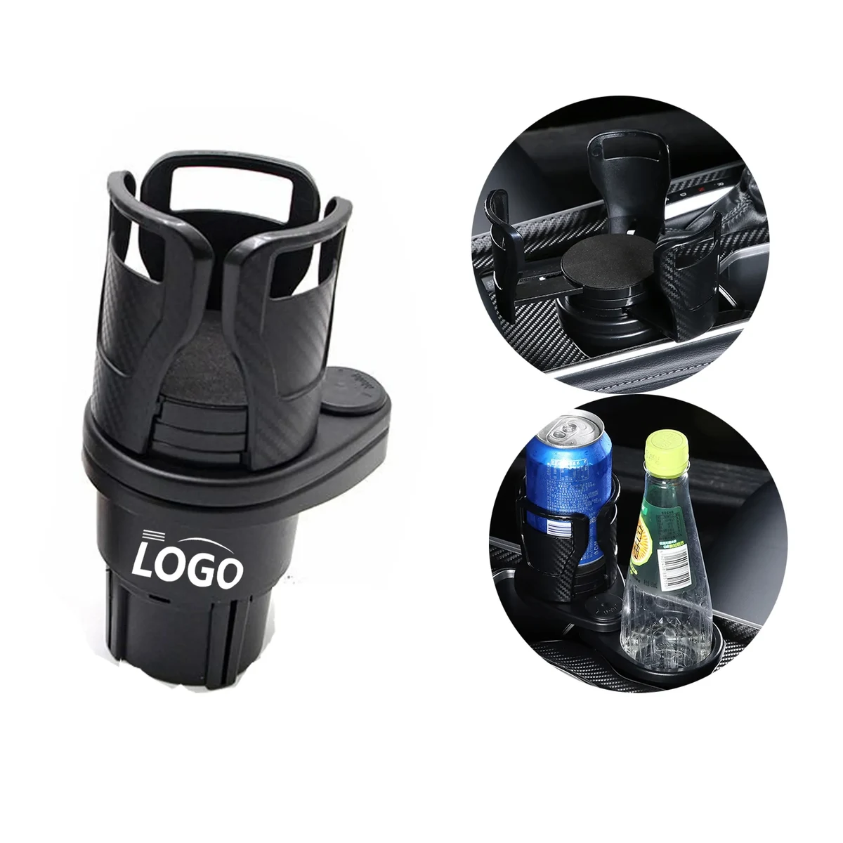 Custom Logo Double-Layer Rotating Car Cup Holder 1