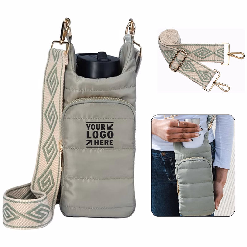 Stylish Puffer Tote Quilted Water Bottle Carrier Crossbody HydroBag