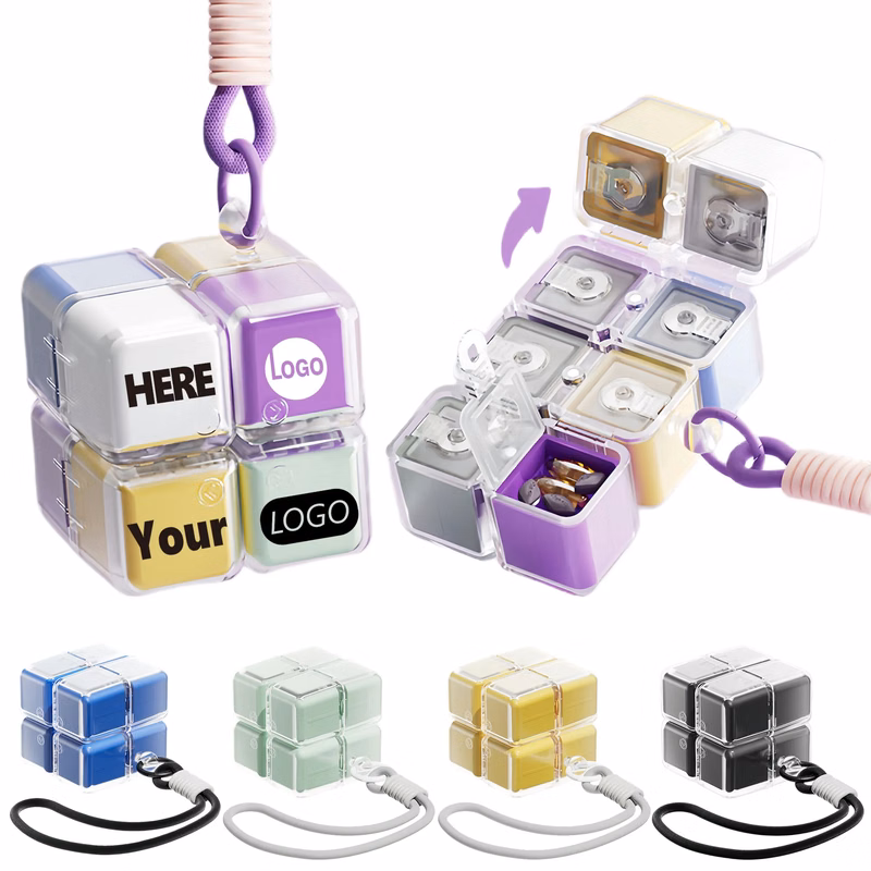 Innovative Rotating Cube Pill Organizer With Hanging Strap
