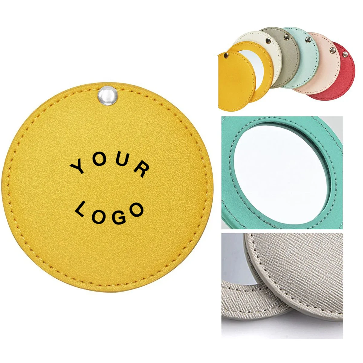 PU Travel Makeup Mirror with Rotating Cover 1