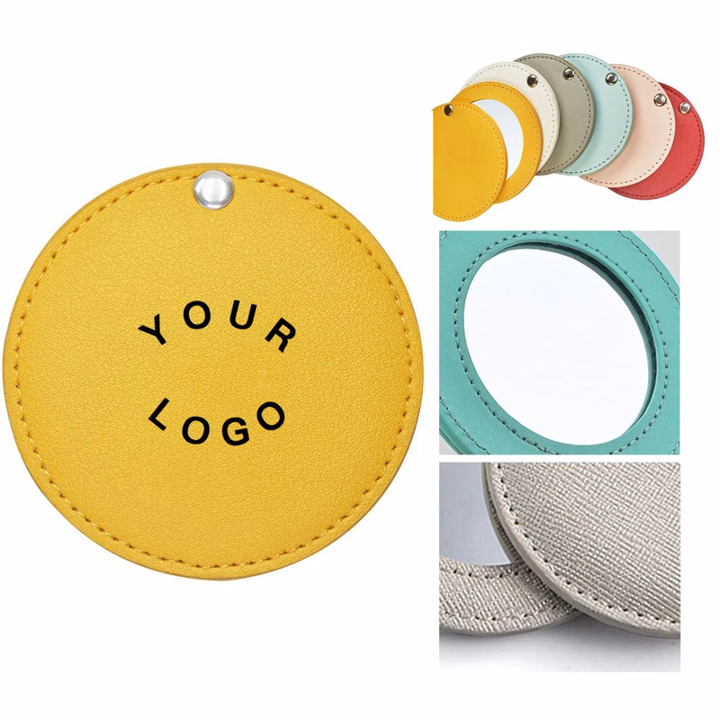 PU Travel Makeup Mirror with Rotating Cover