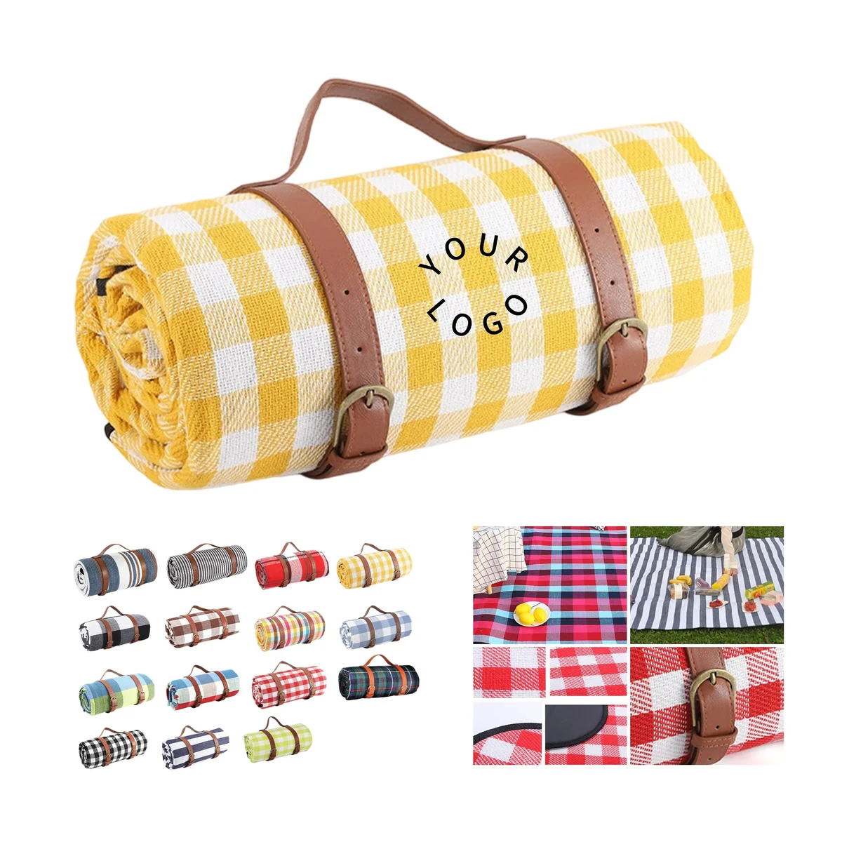 MOQ 50 Leather Handle Picnic Blanket 1