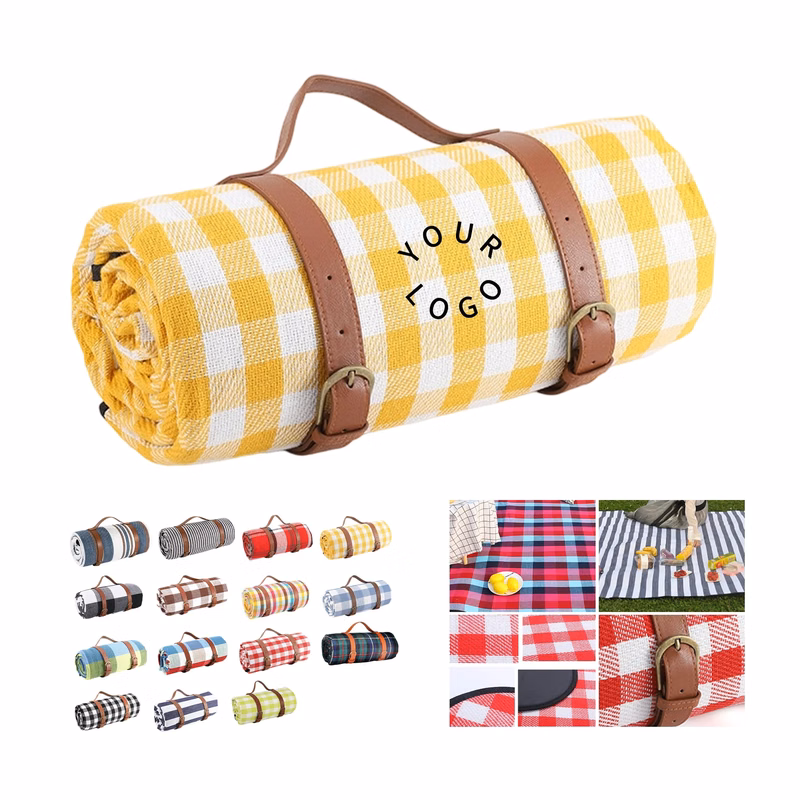 MOQ 50 Leather Handle Picnic Blanket