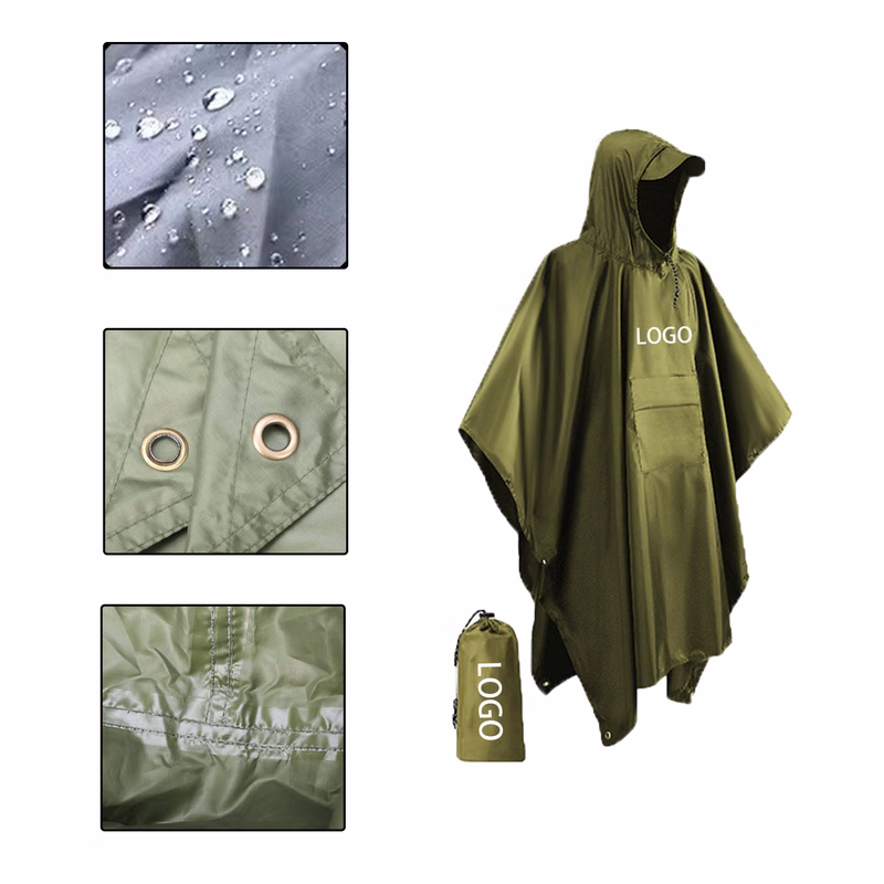 MOQ:10pcs Hooded Rain Poncho