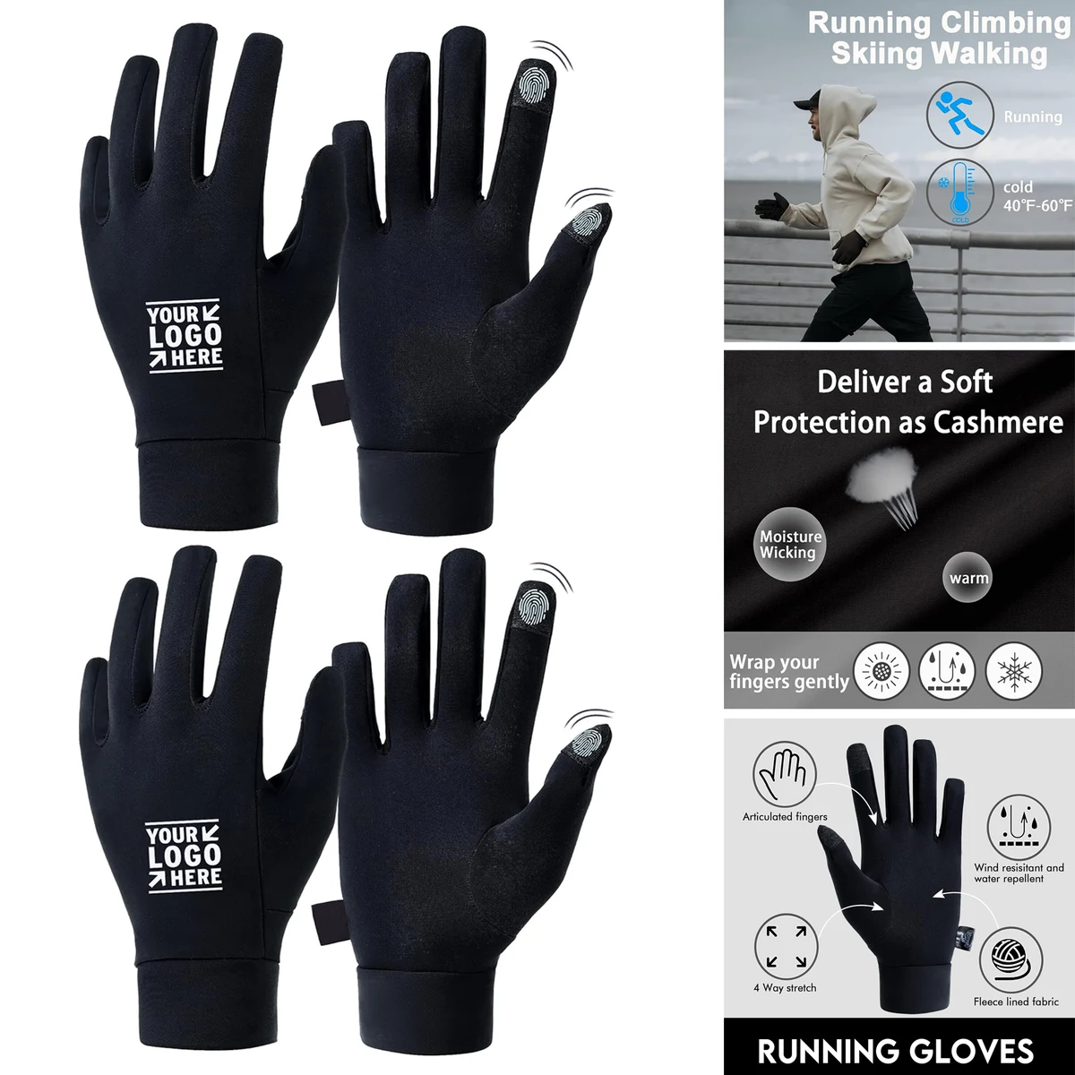 Men Women Cold Weather Lightweight Thermal Touch Screen Gloves 1