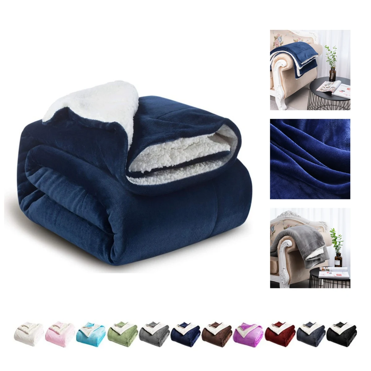 Sherpa Double Sided Warm Blanket 1