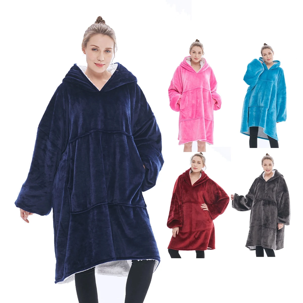 Oversized Flannel Double Sweatshirt, custom hoodie or sweatshirt with logo imprint 1