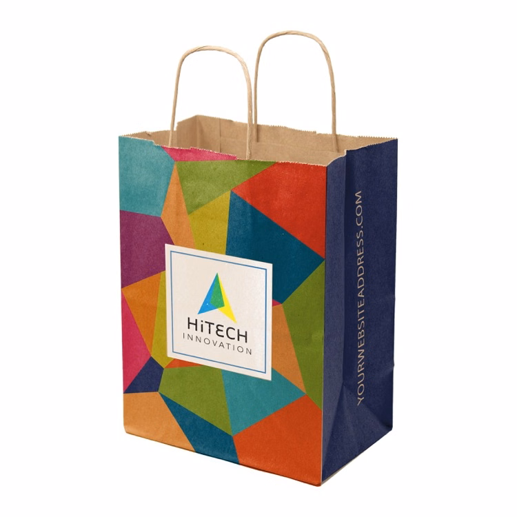 Full Color Natural Handle Shopper Paper Bags (8.5" x 10.25" x 5")
