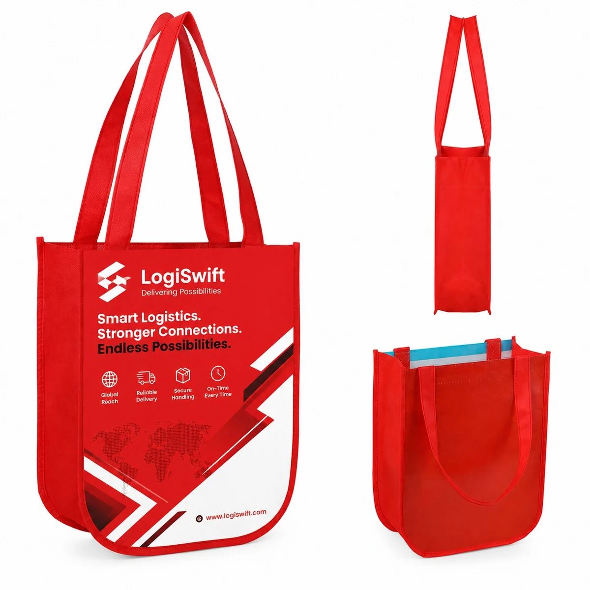Small Laminated Non Woven Gift Bag With Curved Bottom 1