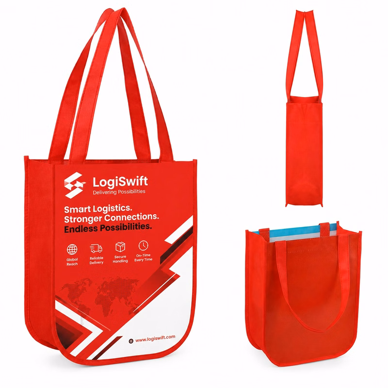 Small Laminated Non Woven Gift Bag With Curved Bottom