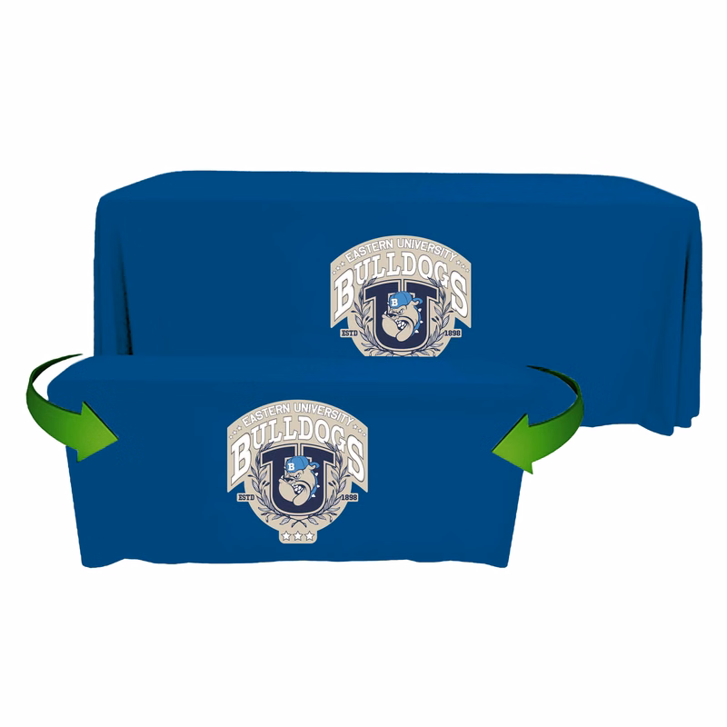 8 ft. to 6 ft. Convertible Throw PolyKnit Table Cover (Full Color Logo)