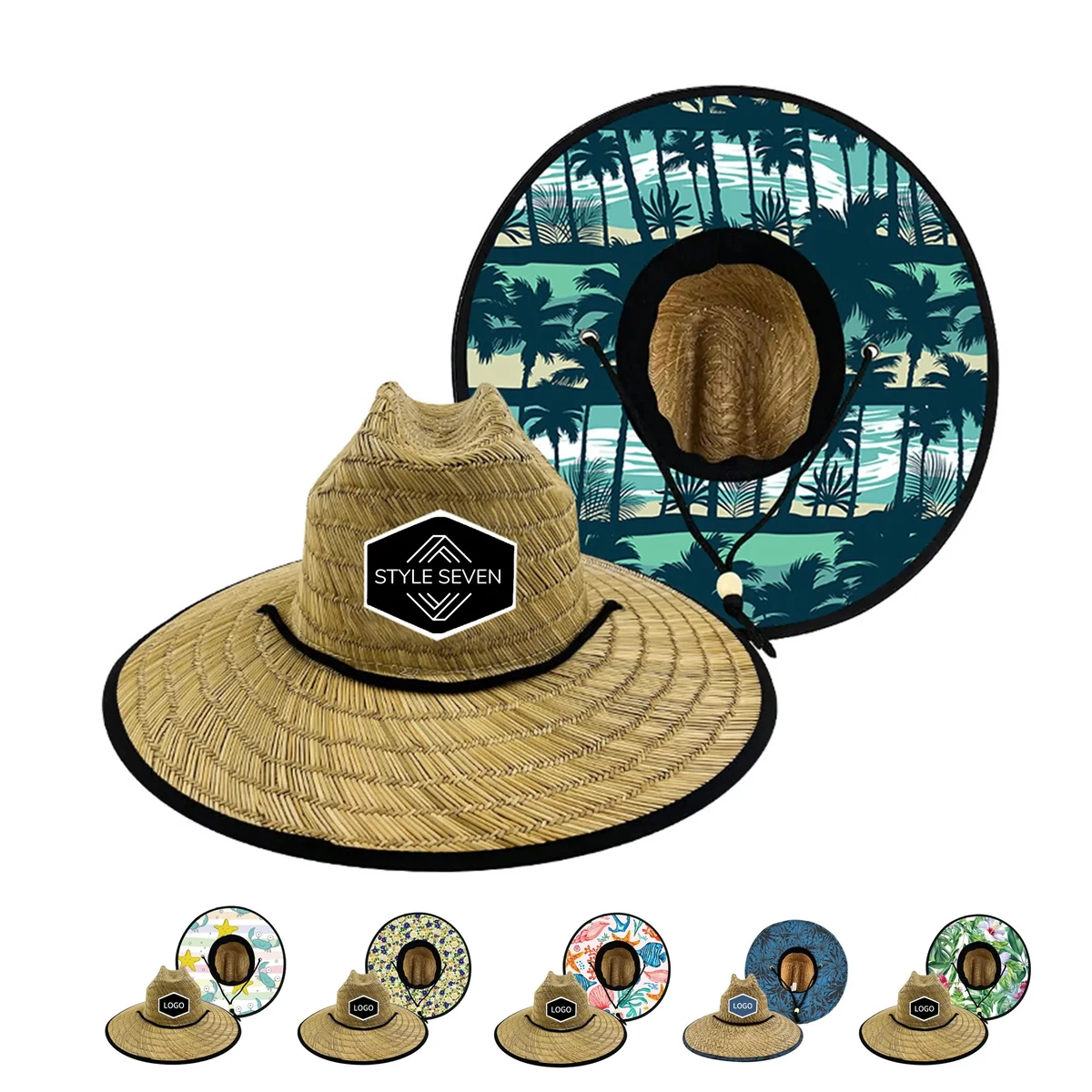 Straw Hat With Custom Patch And Full Color Underbrim Imprint 1