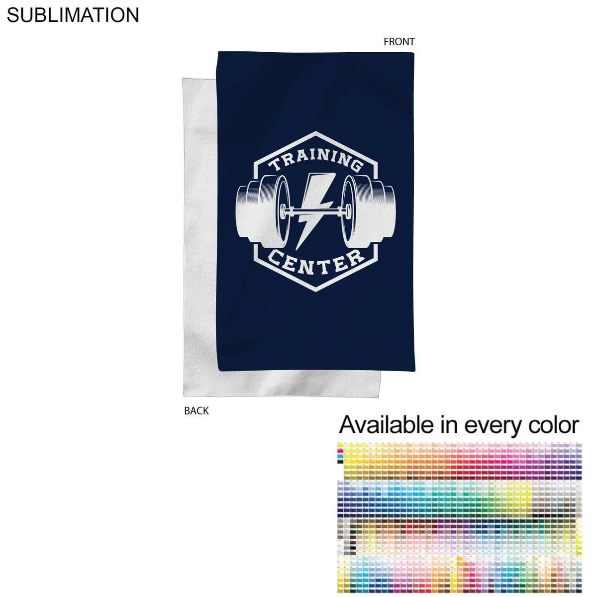Gym, Workout, Fitness towel in Plush and Soft Velour Terry Cotton Blend, 12x18, Sublimated 1 side. 1