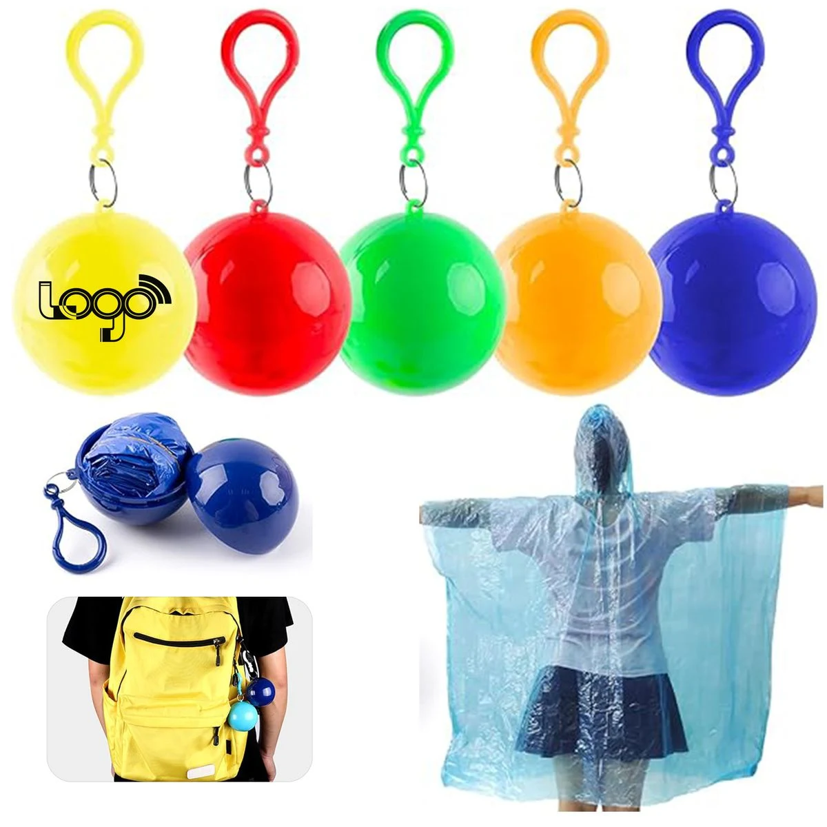 Portable Rain Poncho Ball With Keychain 1