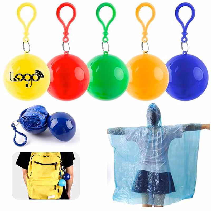 Portable Rain Poncho Ball With Keychain