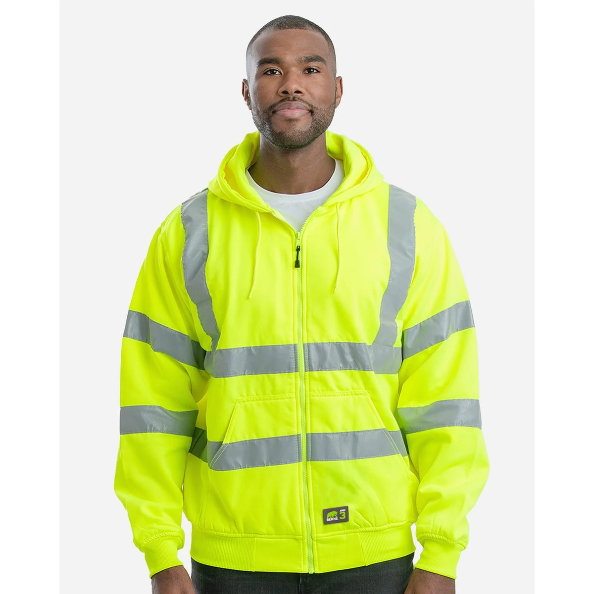 Men's Berne Hi-Vis Class 3 Lined Hooded Sweatshirt - HVF021 1
