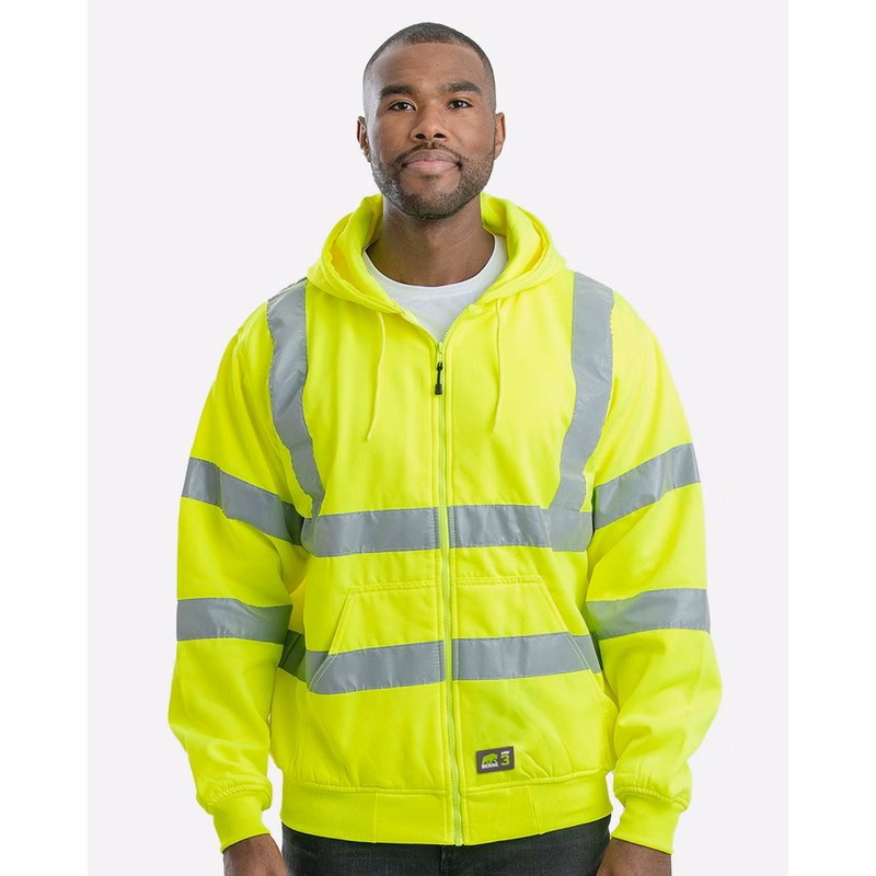 Men's Berne Hi-Vis Class 3 Lined Hooded Sweatshirt - HVF021