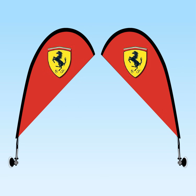 Teardrop Suction Cup Window Flag - Double Sided Flag