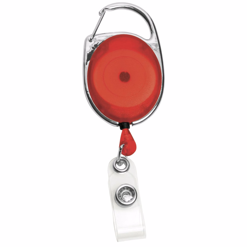 30" Carabiner Style Retractable Badge Reel (1 3/8"x2") 30" with Metal Slip Clip