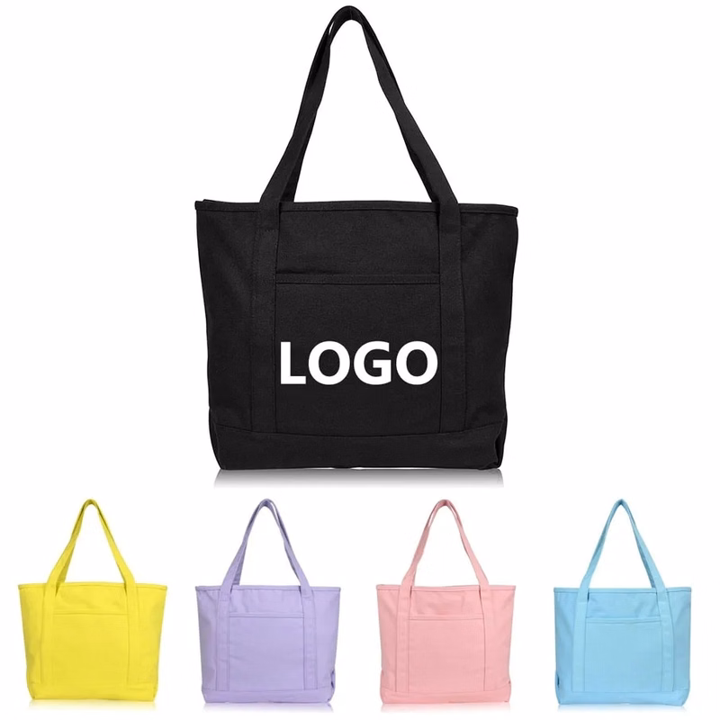 Large Colorful Cotton Canvas Tote Bag