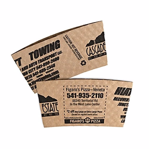 Large Kraft Hot Cup Sleeves - Flexographic printed