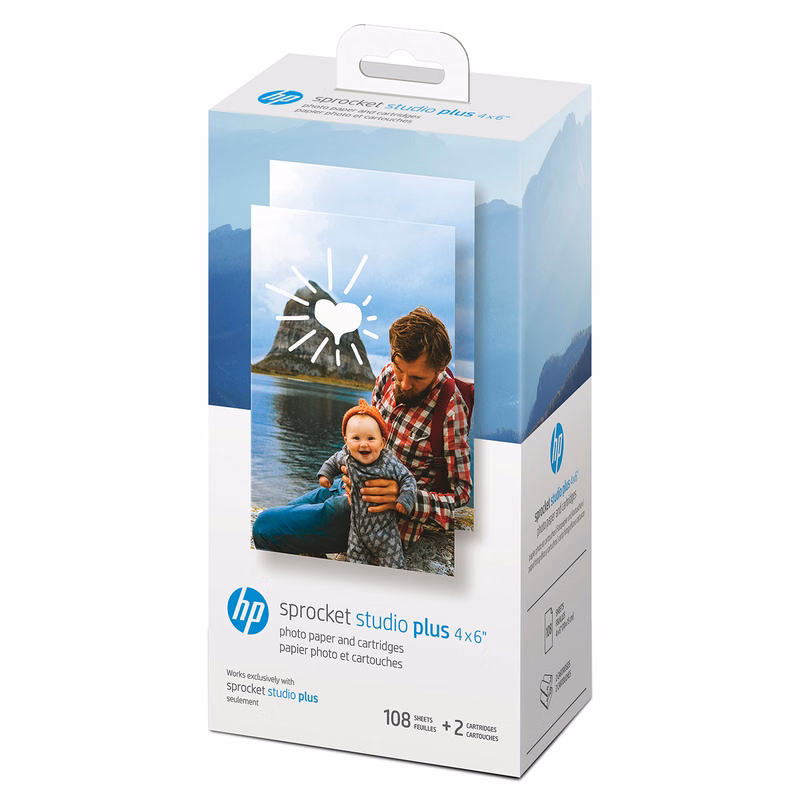 HP Sprocket Studio Plus 4 x 6" Photo Paper and Cartridges (Includes 108 Sheets and 2 Cartridges) ...
