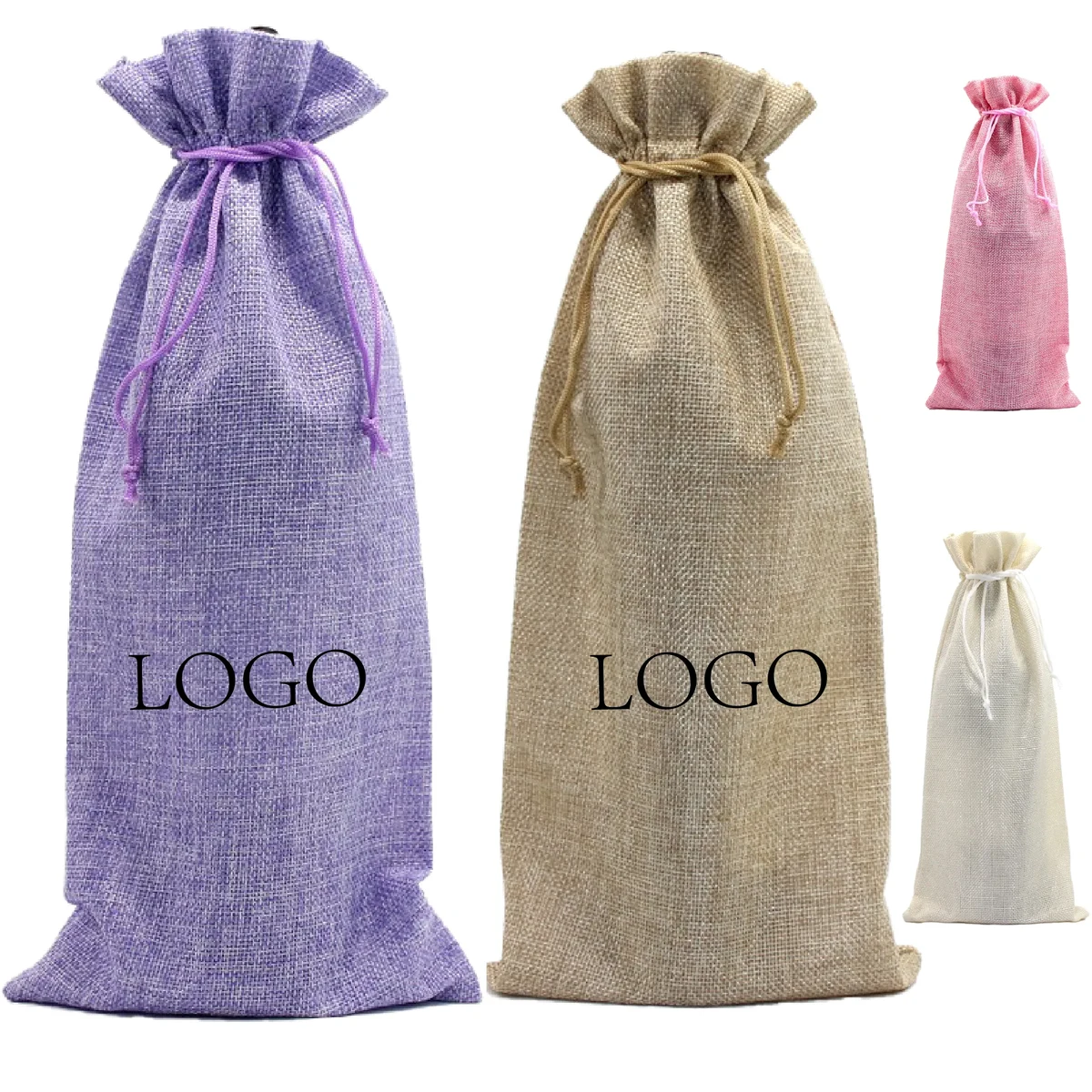 Burlap Drawstring Wine Bag Gift Tote Storage Sackcloth 1