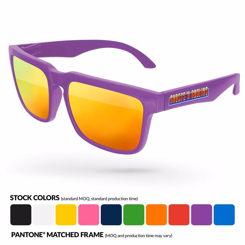 Mirror Heat Sunglasses w/ Full Color Temple Imprint