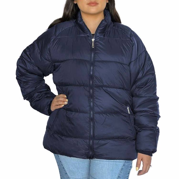 Women's Solid Puffer Jackets Navy S-XL