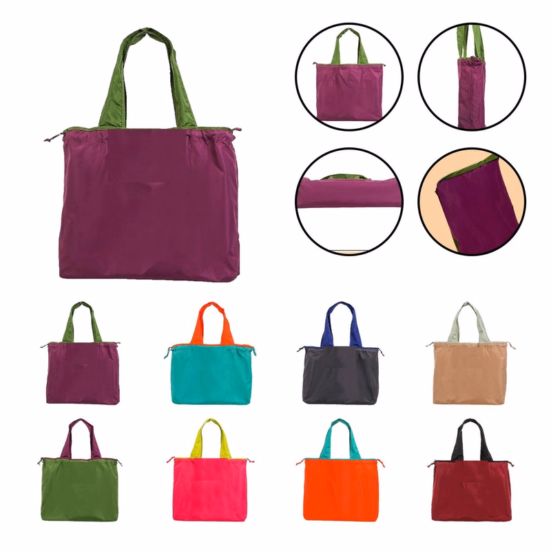 Foldable Nylon Drawstring Shopping Tote
