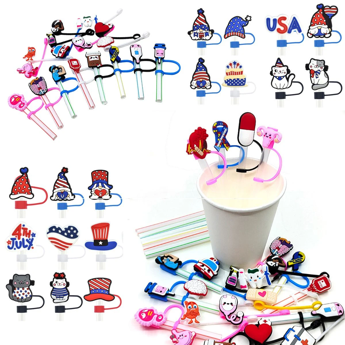 Custom Silicone Straw Topper Cover 1