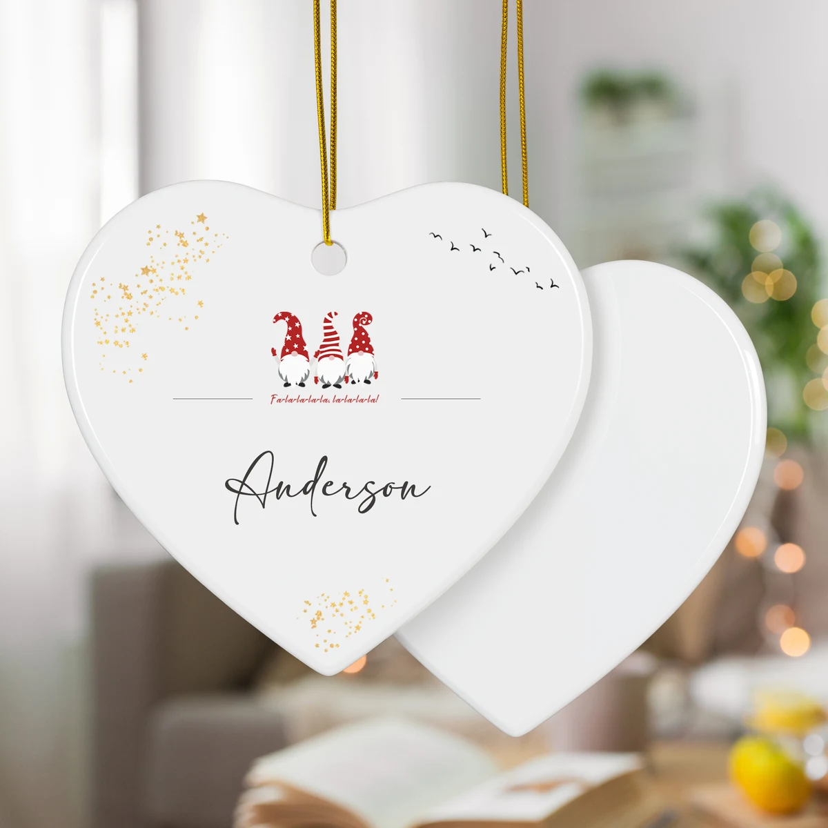3 Inch Christmas Ceramic Ornaments-Heart 1