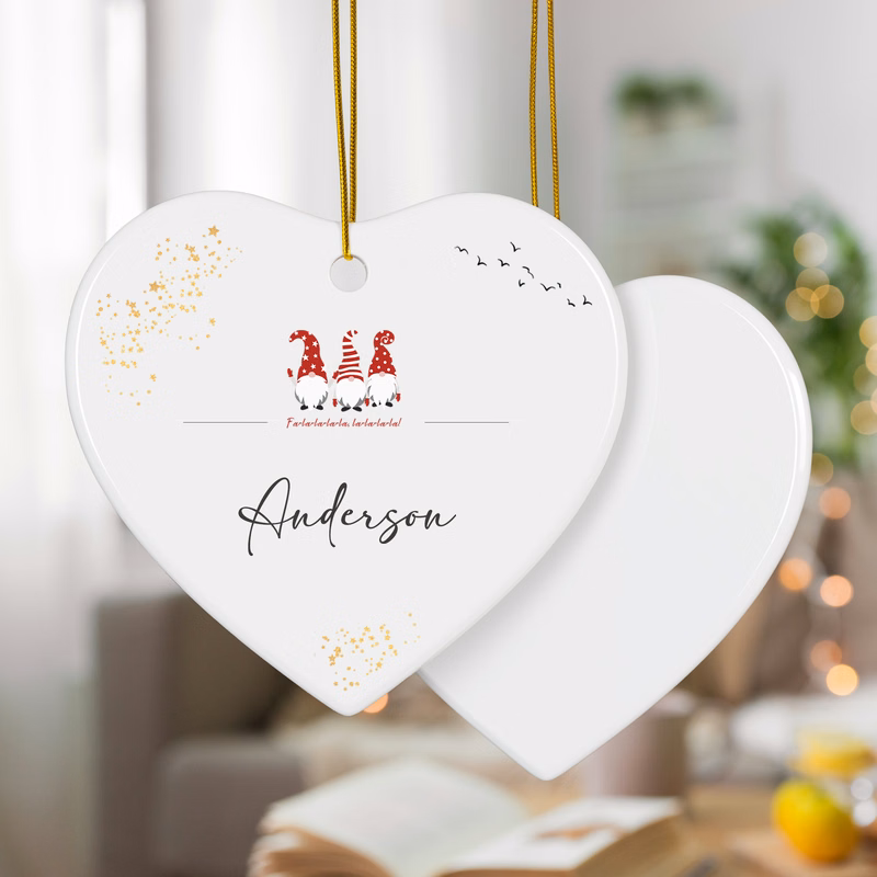 3 Inch Christmas Ceramic Ornaments-Heart