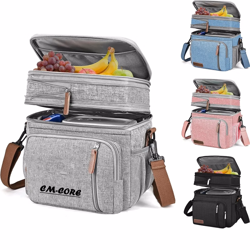 Double Deck Insulated Soft Large Adult Lunch Cooler Bag