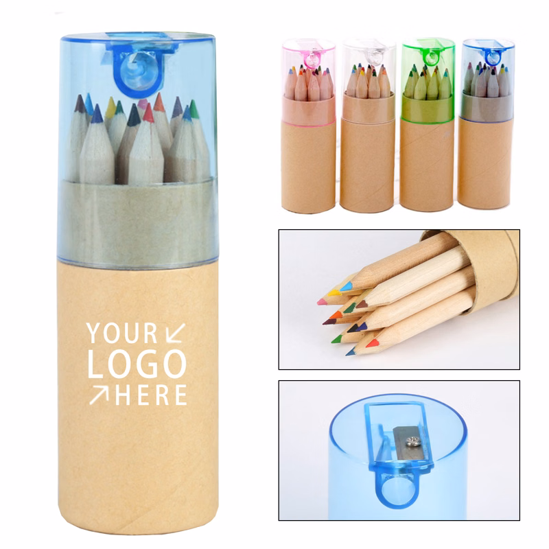 12 Colored Pencils Set With Sharpener