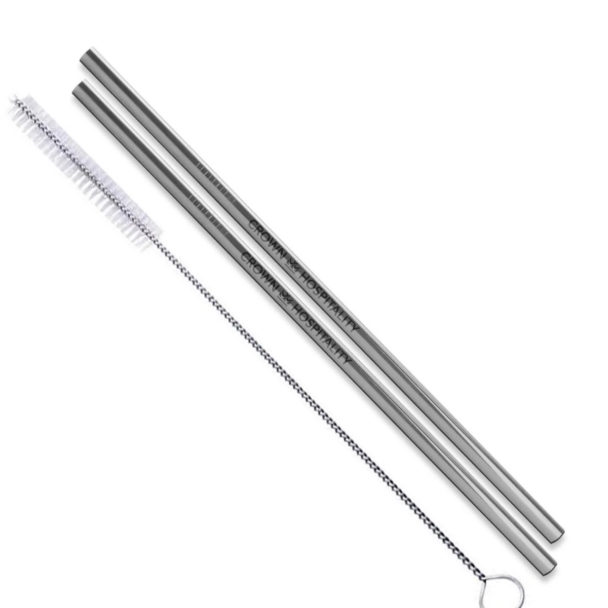 Straight Stainless Steel Straws: Set of 2 in Silver 1