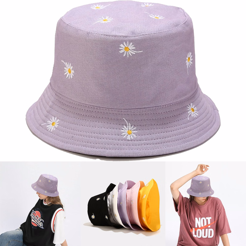 Daisy Embroidery Fisherman Hat