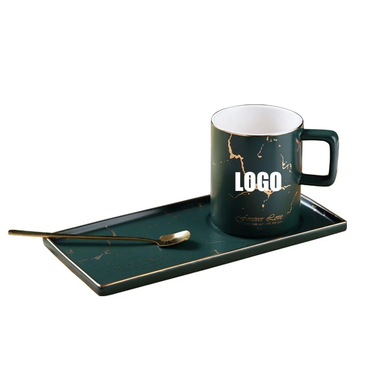 Custom 9 oz Ceramic Coffee Mug Saucer Set 1